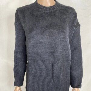 Nasty Gal Ribbed Knit Crew Neck Sweater Dress Black 8